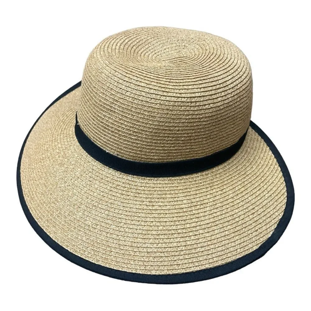CAPPELLI Straworld Women's Wide Brim Sun Hat Black Band Removable Sweatband OS